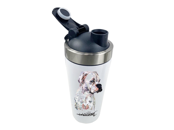 White German Boxer II 500ml Steel Shaker Bottle-Wire haired German Boxer shaker bottle,Boxer bottle gift,Boxer  travel mug