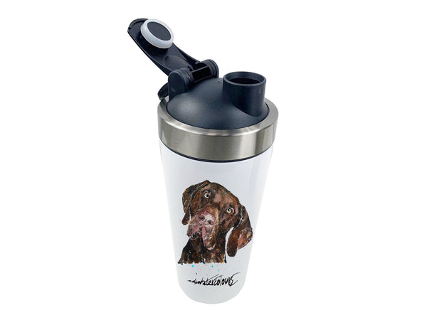 German Shorthaired Pointer 500ml Steel Shaker Bottle/Travel Mug .German Shorthaired Pointer shaker bottle,GSP bottle gift,GSP travel mug