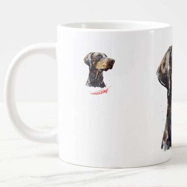 Large Brown Doberman Ceramic Mug 15 oz-  Doberman Coffee Mug, Chocolate Doberman mug gift ,Doberman, Doberman Mug
