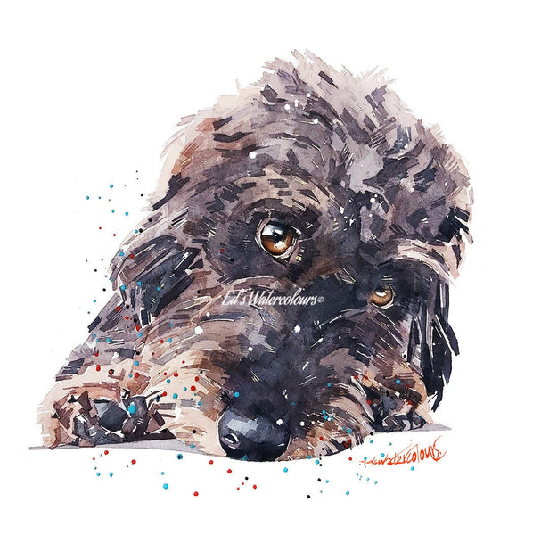 Wirehaired Dachshund Reclined " Print Watercolour, Wire Doxie, Wire Doxie Art, Wirehaired Dachshund Print,Wirehaired Dachshund wall hanging