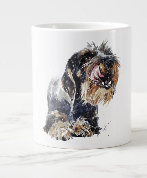 Large Wirehaired Dachshund version 3 Ceramic Mug 15 oz-  Doxie Coffee Mug, Wirehaired Dachshund mug gift ,Wirehaired Doxie Mug
