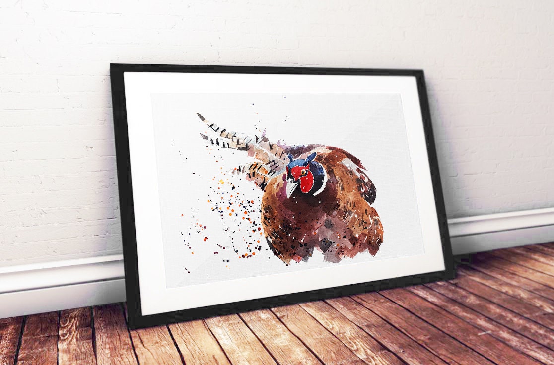 Ring Neck Pheasant Watercolour Art Print | Bird Lover Gift | Edswatercolours