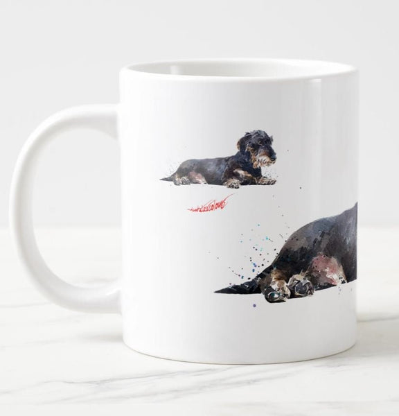 Large Wirehaired Dachshund version 2 Ceramic Mug 15 oz-  Doxie Coffee Mug, Wirehaired Dachshund mug gift ,Wirehaired Doxie Mug