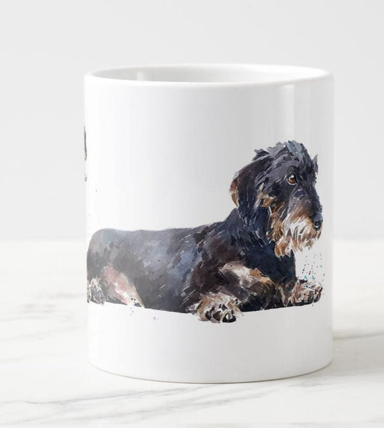 Large Wirehaired Dachshund version 2 Ceramic Mug 15 oz-  Doxie Coffee Mug, Wirehaired Dachshund mug gift ,Wirehaired Doxie Mug