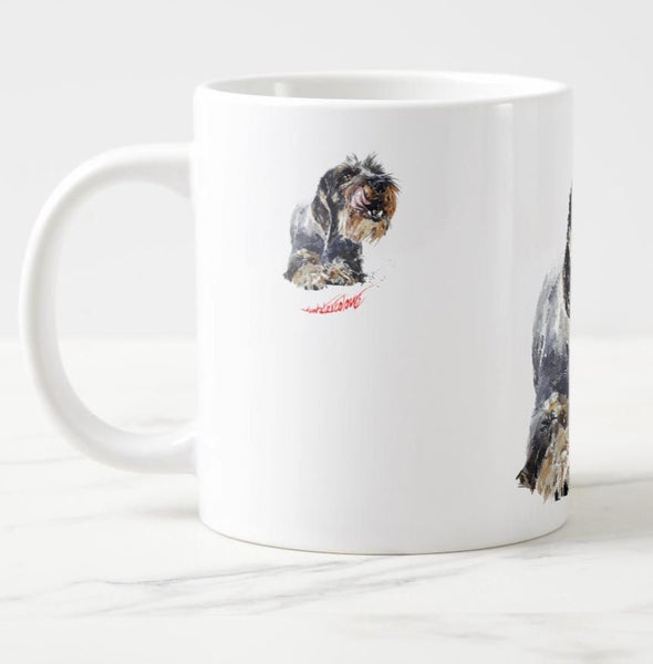 Large Wirehaired Dachshund version 3 Ceramic Mug 15 oz-  Doxie Coffee Mug, Wirehaired Dachshund mug gift ,Wirehaired Doxie Mug