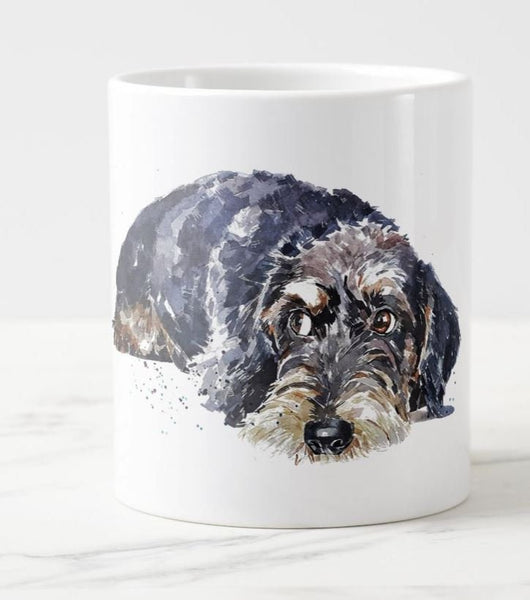 Large Wirehaired Dachshund version 1 Ceramic Mug 15 oz-  Doxie Coffee Mug, Wirehaired Dachshund mug gift ,Wirehaired Doxie Mug