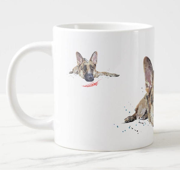 German Shepherd Reclined Ceramic Mug 15 oz- German Shepherd Coffee Mug, German Shepherd mug gift ,German Shepherd Cup