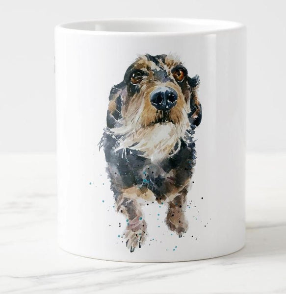 Large Wirehaired Dachshund Pomp Ceramic Mug 15 oz-  Doxie Coffee Mug, Wirehaired Dachshund mug gift ,Wirehaired Doxie Mug