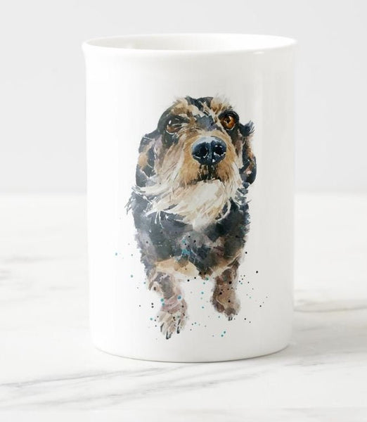 Wirehaired Dachshund Pomp Windsor fine bone china Mug 10 oz-Doxie Coffee Mug,Wirehaired Dachshund gift ,Wire Doxie Mug,fine bone china Mug