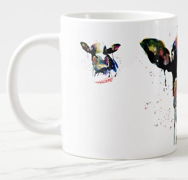 Rainbow Cow Ceramic Mug 15 oz-   Cow Coffee Mug, Cow mug gift ,Cow Mug, Cow Mug