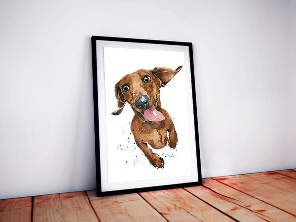 Flying Sausage Dog " Print Watercolour.Dachshund art,Dachshund print, Dachshund watercolor,Doxie watercolour, Sausage dog art print