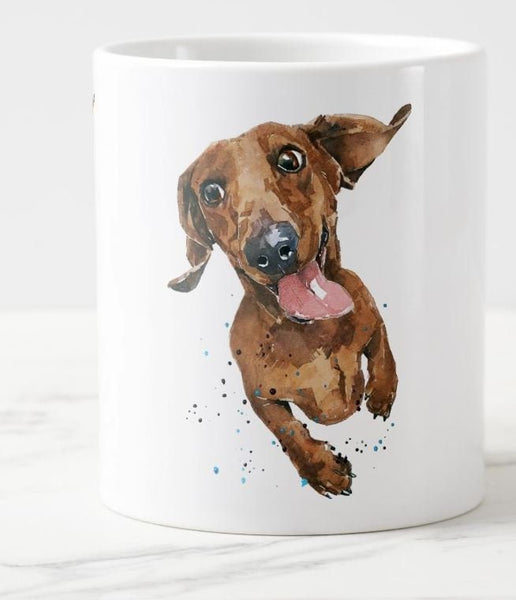 Large Flying Dachshund Ceramic Mug 15 oz-  Doxie Coffee Mug, Dachshund mug gift , Doxie Mug,Doxie coffee cup,Dachshund mug