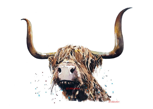 Highland Cow Up Close and Personal -  Print Watercolour.Highland Cow Art,Highland Cow watercolour,Highland Cow wall art