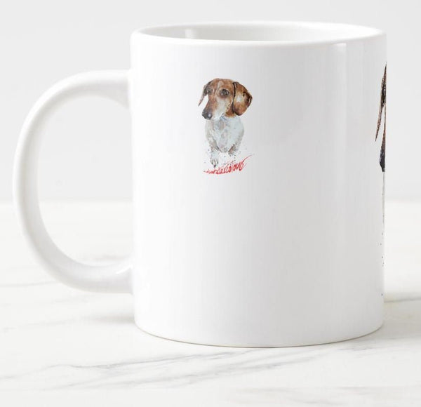 Large Piebald Dachshund Ceramic Mug 15 oz-  Doxie Coffee Mug, Dachshund mug gift , Piebald Doxie Mug,Doxie coffee cup,Piebald Dachshund mug