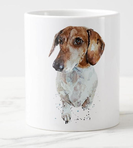 Large Piebald Dachshund Ceramic Mug 15 oz-  Doxie Coffee Mug, Dachshund mug gift , Piebald Doxie Mug,Doxie coffee cup,Piebald Dachshund mug