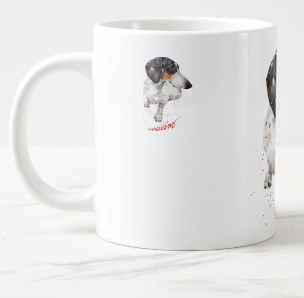 Large Piebald II Dachshund Ceramic Mug 15 oz- oxie Coffee Mug, Dachshund mug gift , Piebald Doxie Mug,Doxie coffee cup,Piebald Dachshund mug