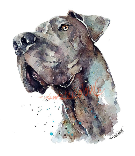 Great Dane Majestic " Print Watercolour.Great Dane, Great Dane Art, Great Dane Print,Great Dane wall hanging,Great Dane watercolour Print