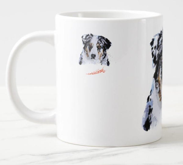 Merle Border Collie Reclined Ceramic Mug 15 oz- Merle Border Collie Coffee Mug, Merle Border Collie mug gift ,Merle Border Collie Cup