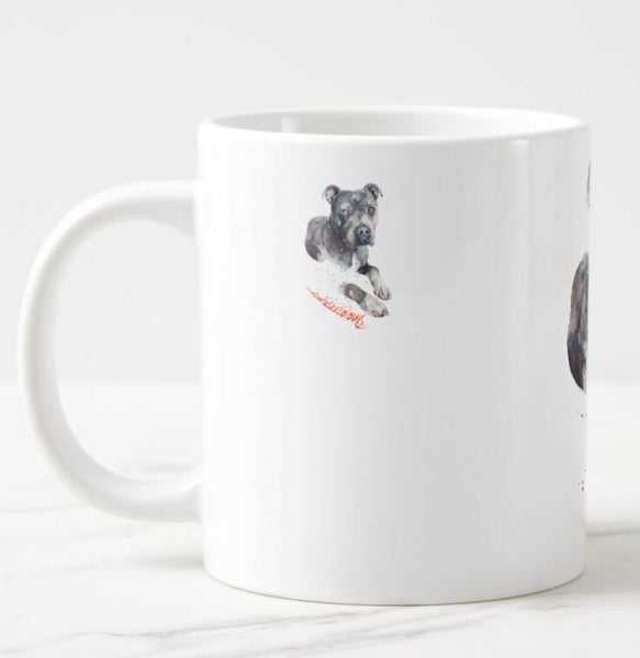 Large Blue Staffordshire Terrier Ceramic Mug 15 oz- Blue Staffie  Coffee Mug, Staffie mug gift ,Staffordshire Terrier Cup, Staffie Art Cup