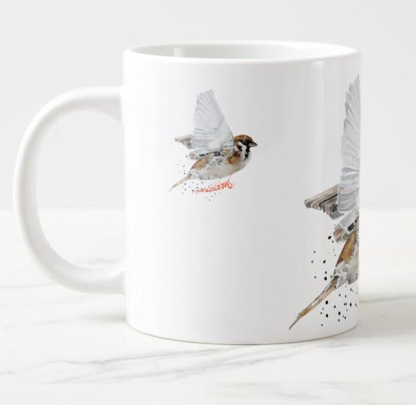 House Sparrow Art Mug- Ceramic Mug 15 oz- House Sparrow Coffee Mug,House Sparrow mug gift ,House Sparrow Cup,House Sparrow tea cup