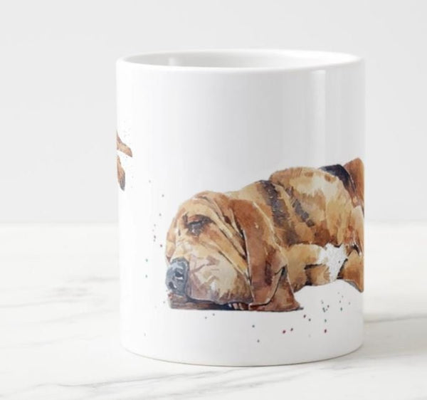 Large Bloodhound Passed Out Ceramic Mug 15 oz-  Bloodhound Coffee Mug, Bloodhound mug gift ,Bloodhound tea cup,Bloodhound Art Mug