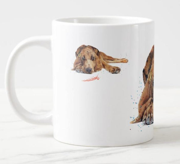 Large Bloodhound Art Reclined Ceramic Mug 15 oz-  Bloodhound Coffee Mug, Bloodhound mug gift ,Bloodhound tea cup