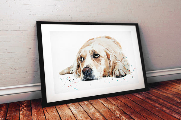 Golden Retriever Reclined " Print Watercolour.Golden Retriever wall art,Golden Retriever watercolour print,Golden Retriever wall decor