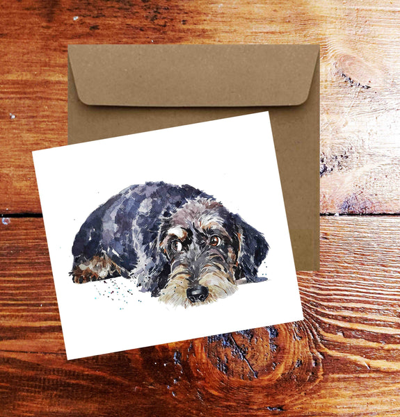 Wirehaired Dachshund I Greeting/Note Card/Christmas Card.Wirehaired Dachshund cards,Wire Dachshund cards,Wirehaired Dachshund greeting cards