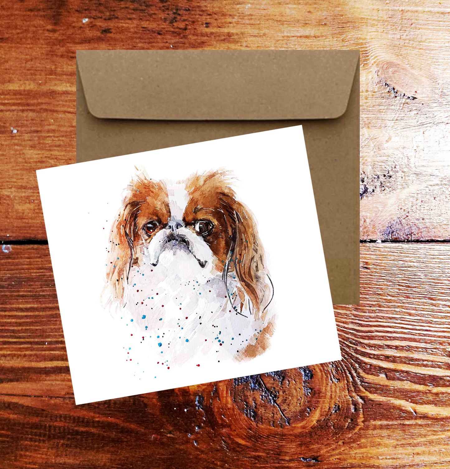 Japanese Chin Greeting Card | Dog Lover Gift | Edswatercolours