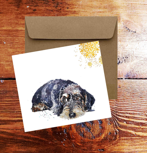 Wirehaired Dachshund I Greeting/Note Card/Christmas Card.Wirehaired Dachshund cards,Wire Dachshund cards,Wirehaired Dachshund greeting cards