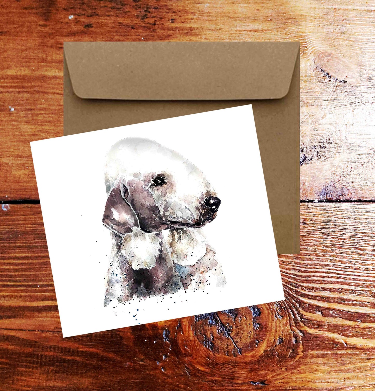 Bedlington Terrier III Greeting Card | Dog Lover Gift | Edswatercolours
