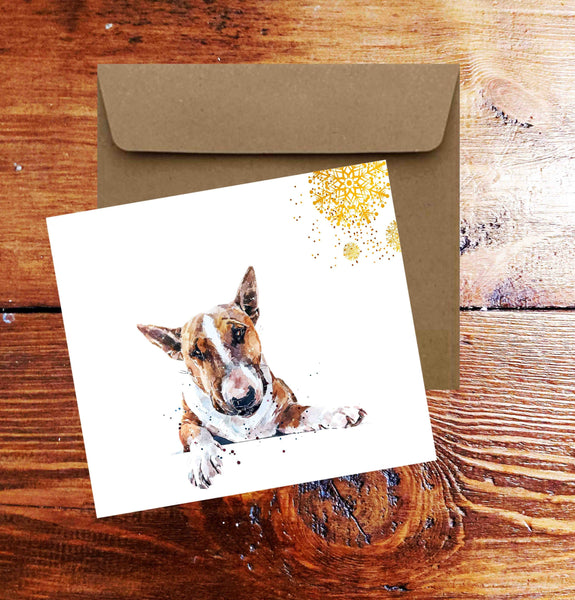 English Bull Terrier Greeting/Note Card/Christmas Card .English Bull Terrier cards,Bull Terrier note cards,Bull Terrier Art greeting cards