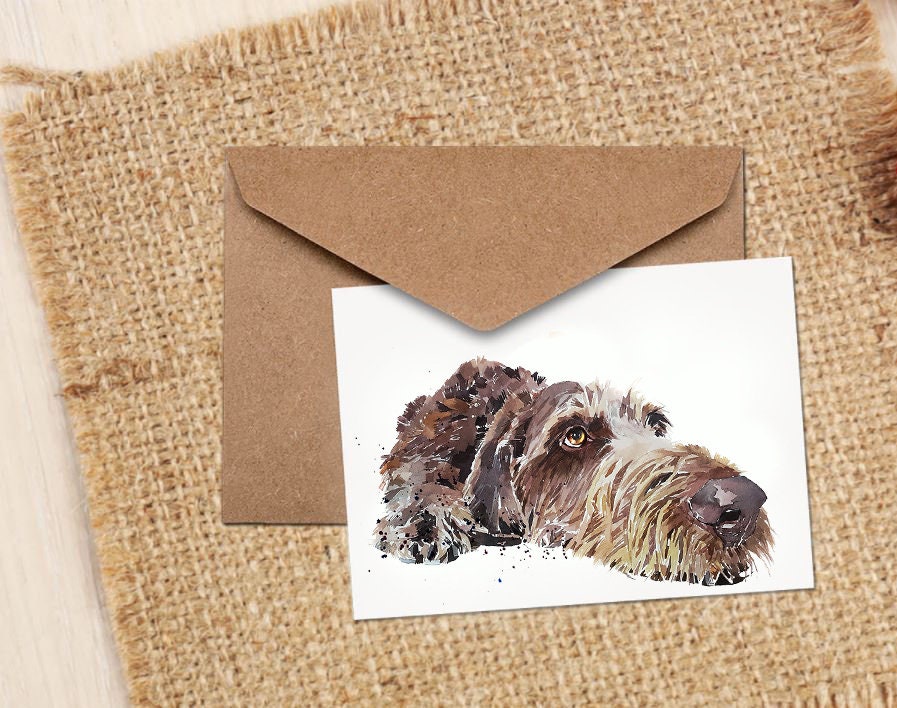German Wirehaired Pointer Greeting Card | Dog Lover Gift | Edswatercolours