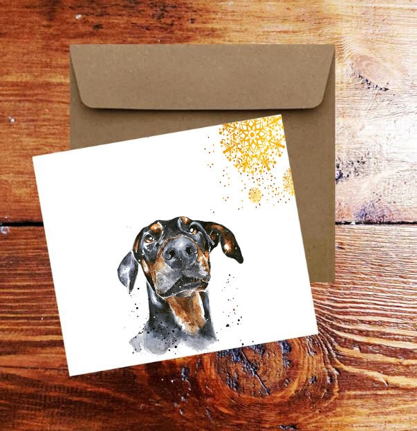 Doberman Greeting Card | Dog Lover Gift | Edswatercolours