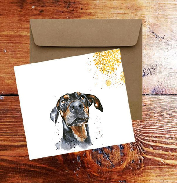 Doberman Greeting/Christmas Card.Doberman  card,Doberman  note card, Doberman greeting card,Doberman Dog greeting card