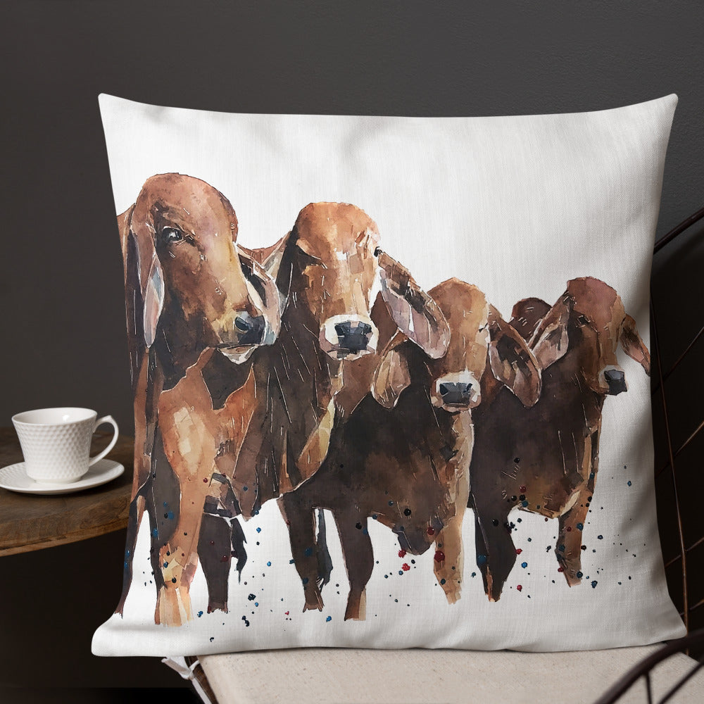 Brahman Red Cattle Premium Pillow/Cushion
