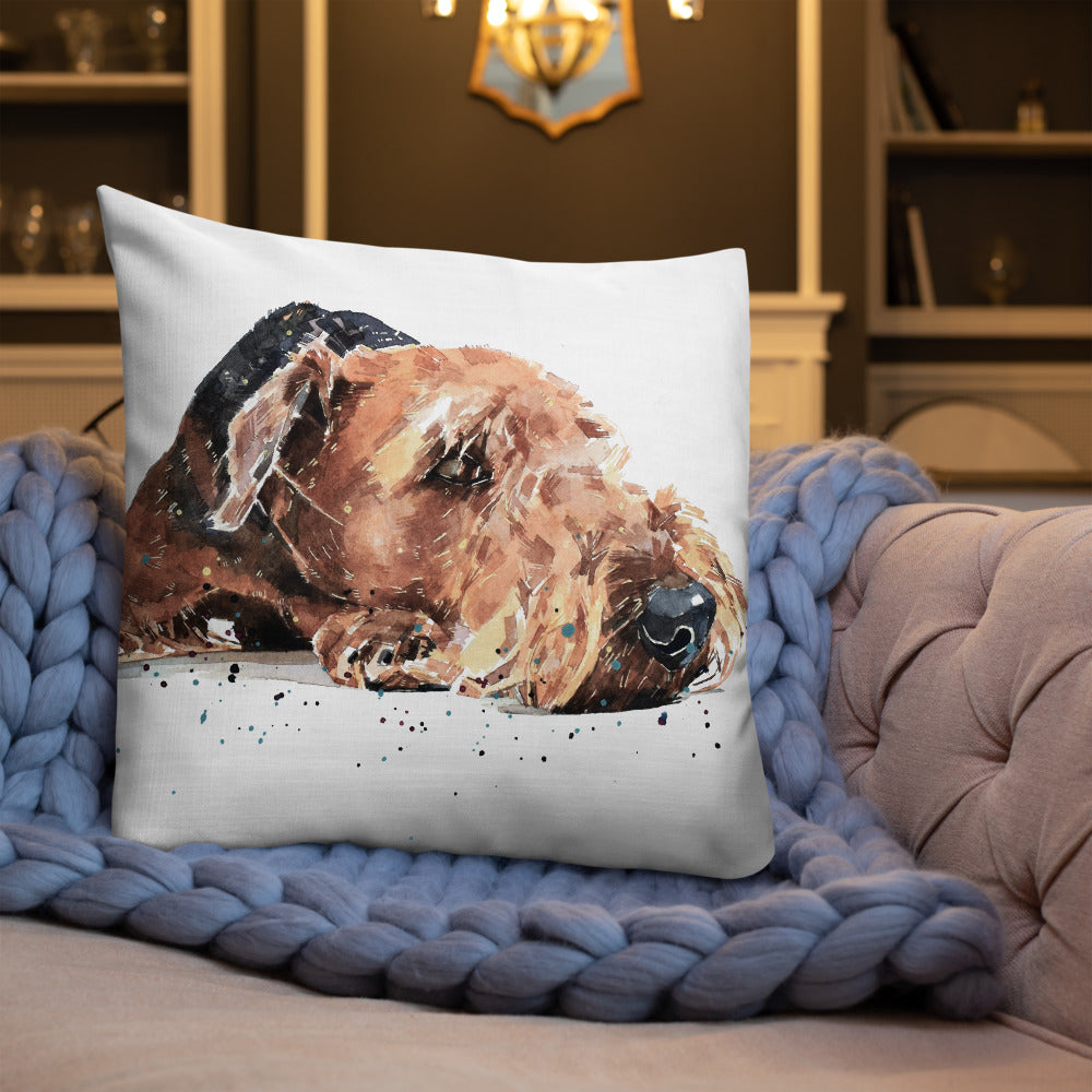 Airedale Terrier (Version 4) | Premium Pillow/Cushion | Edswatercolours
