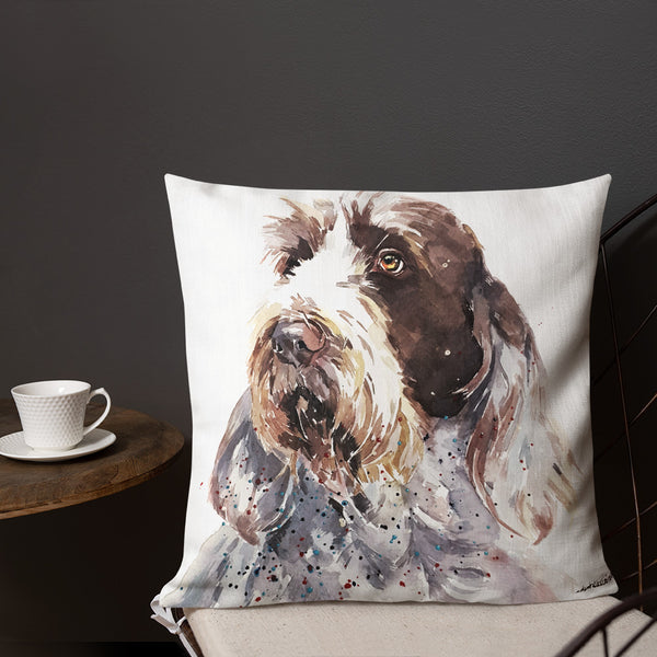 "Spinone Italiano (Version 2)" - Premium Throw Pillow/Cushion