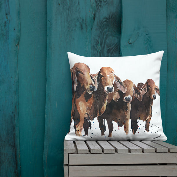 "Brahman Cattle (Version 1)" - Premium Pillow/Cushion