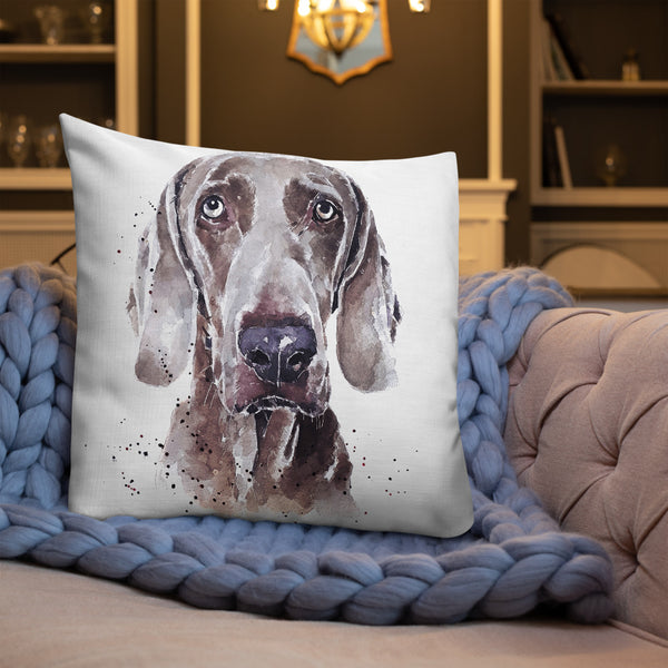 "Weimaraner: Soulful" - Premium Pillow/Cushion