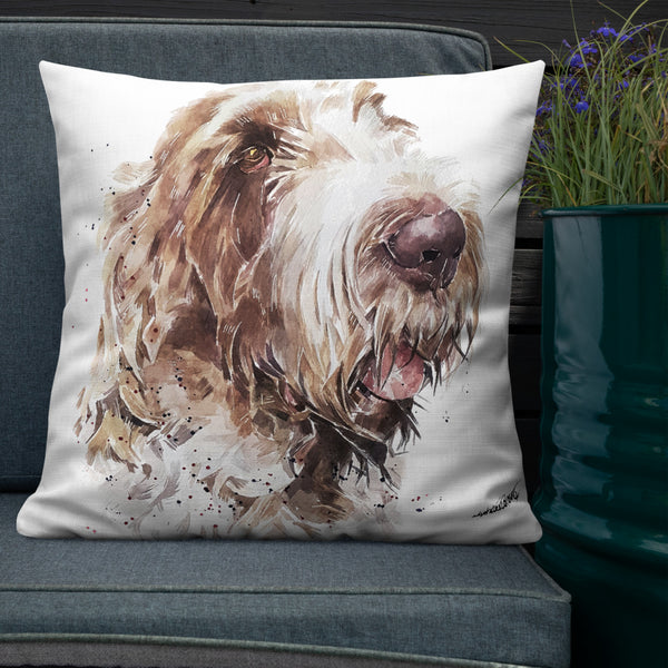 "Spinone Italiano: The Thinker" - Premium Throw Pillow/Cushion