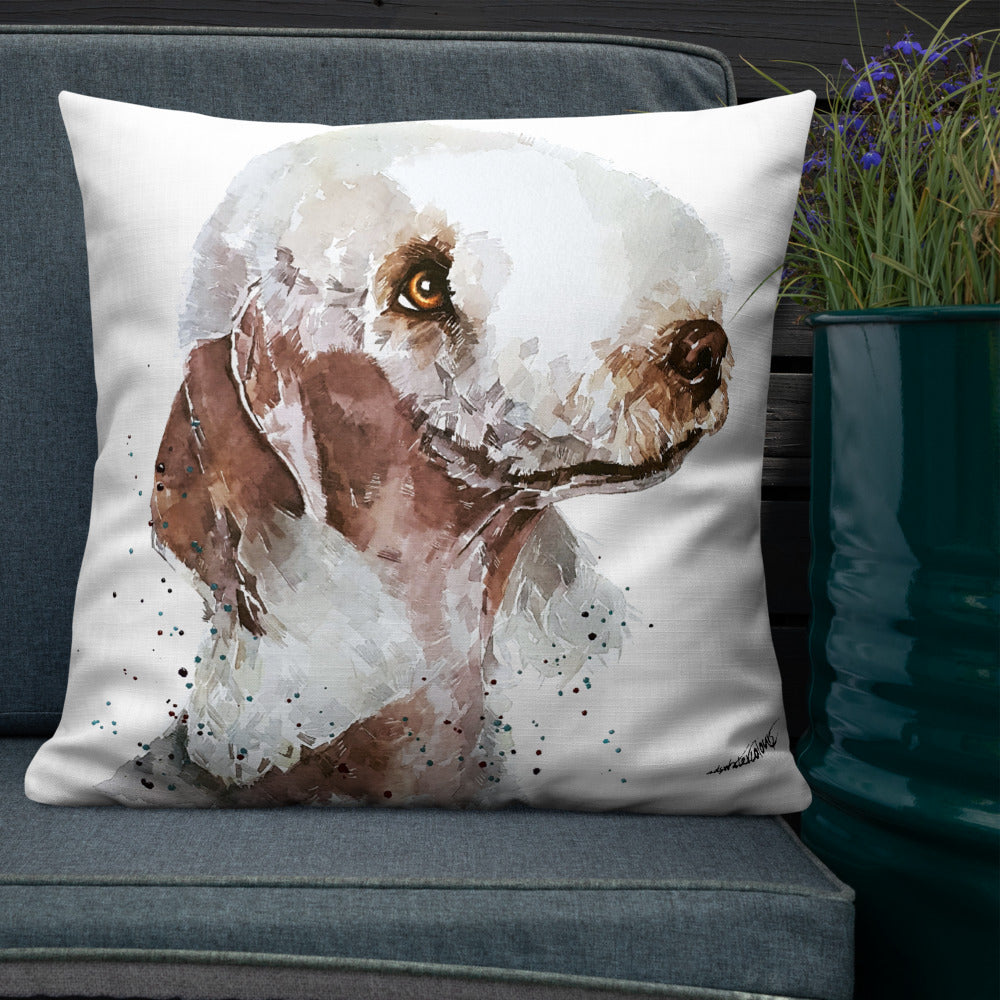 Bedlington Terrier (Version 3) | Premium Pillow/Cushion | Edswatercolours