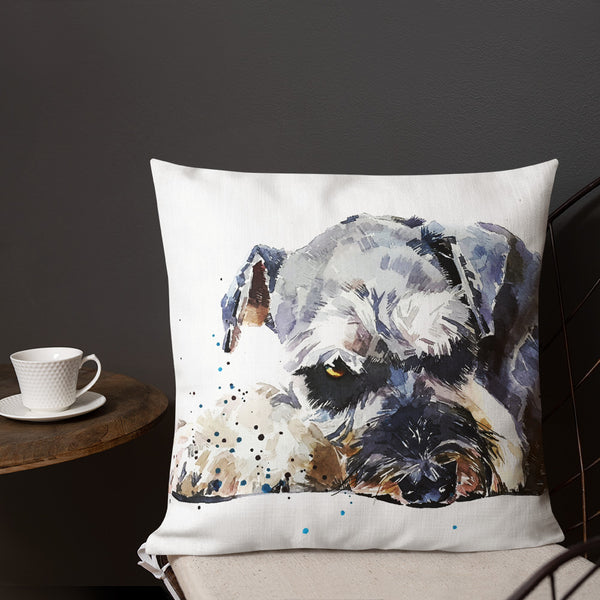 "Schnauzer: Resting" - Premium Pillow/Cushion