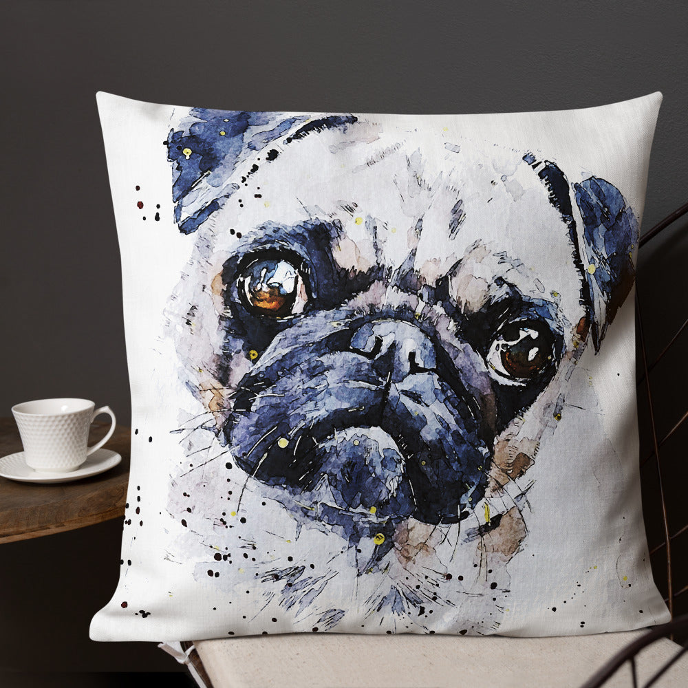 Pug (Version 3) | Premium Pillow/Cushion | Edswatercolours