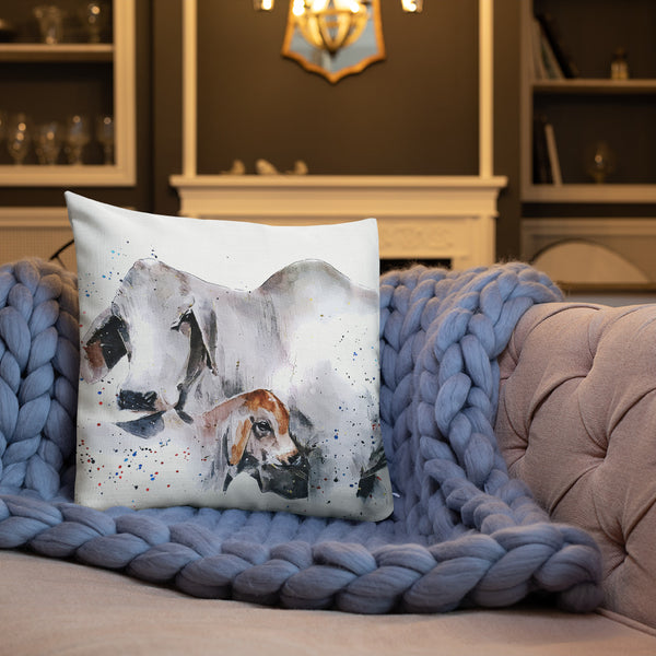 "Grey Brahman Cattle (Version 1)" - Premium Pillow/Cushion