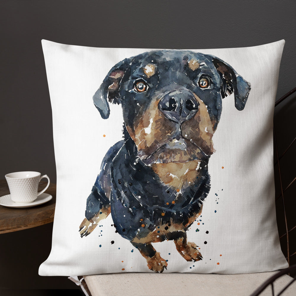 Rottweiler (Version 2) | Premium Pillow/Cushion | Edswatercolours