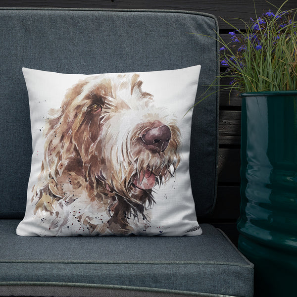 "Spinone Italiano: The Thinker" - Premium Throw Pillow/Cushion