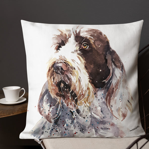 "Spinone Italiano (Version 2)" - Premium Throw Pillow/Cushion