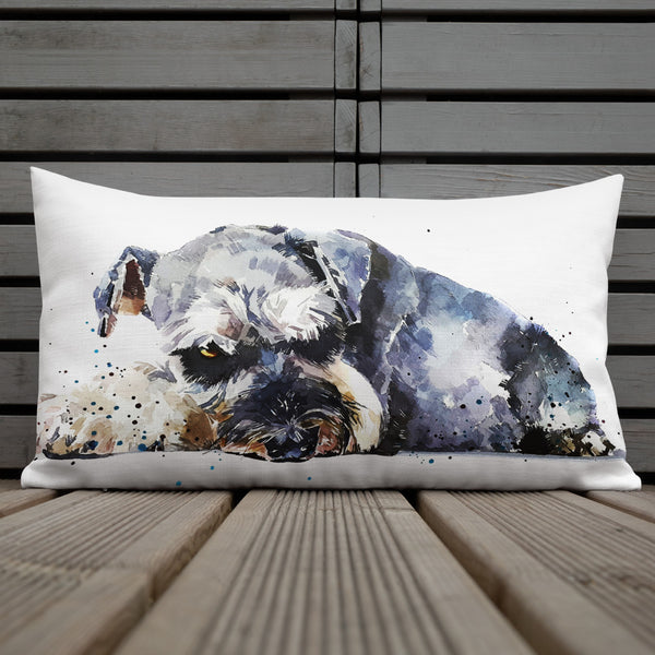 "Schnauzer: Resting" - Premium Pillow/Cushion