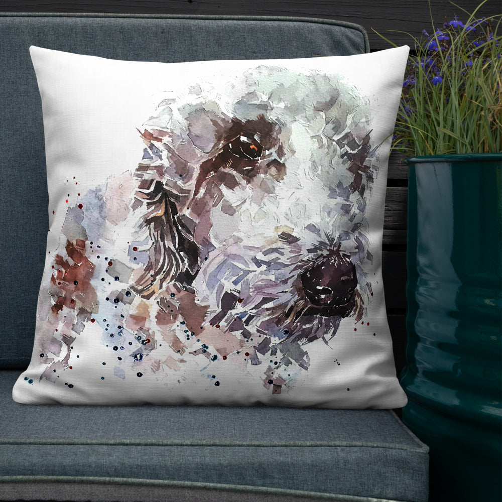 Bedlington Terrier (Version 5) | Premium Pillow/Cushion | Edswatercolours